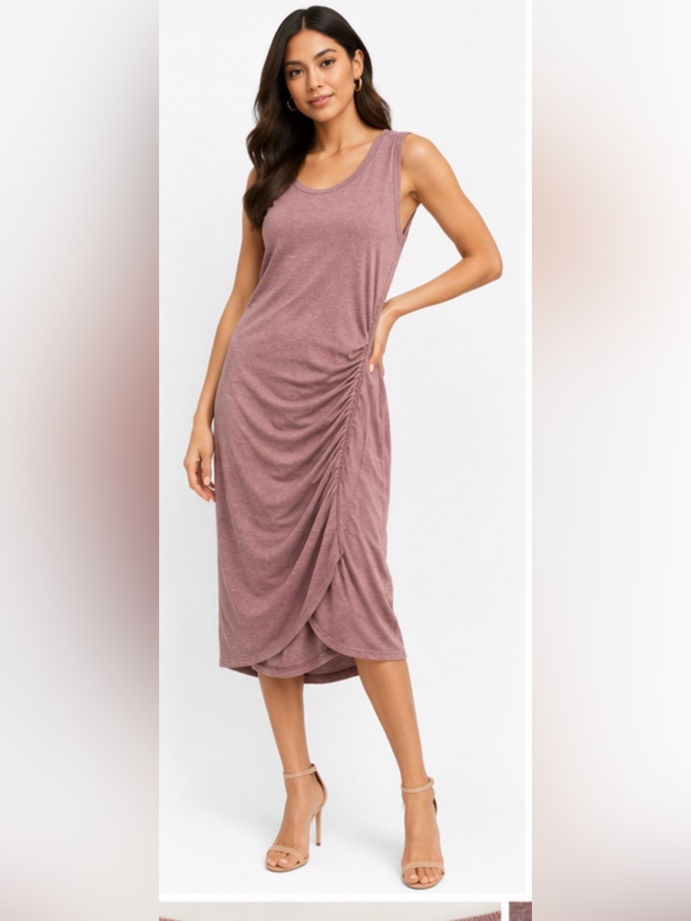 LEITH NWT Dusty Mauve Ruched Draped Midi Dress XL Nordstrom